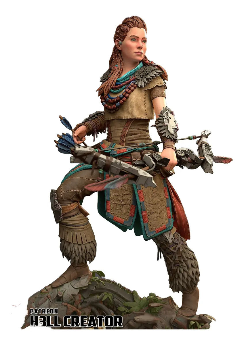 Aloy Horizon Zero Dawn Game Caçadora Figura Resina 28cm | Fidel