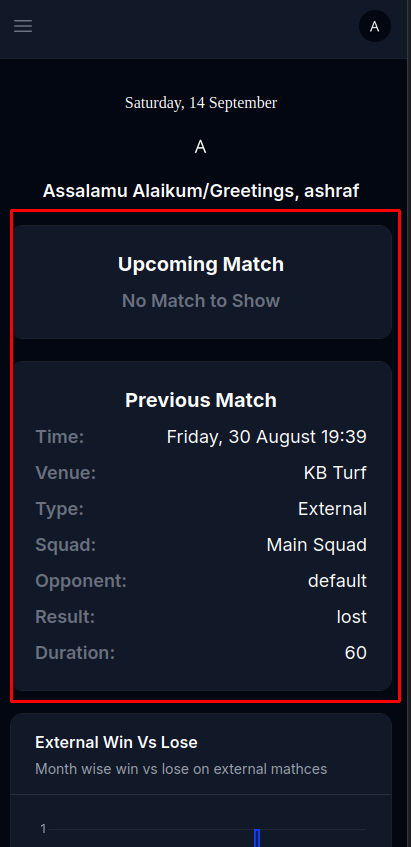 Latest Match
