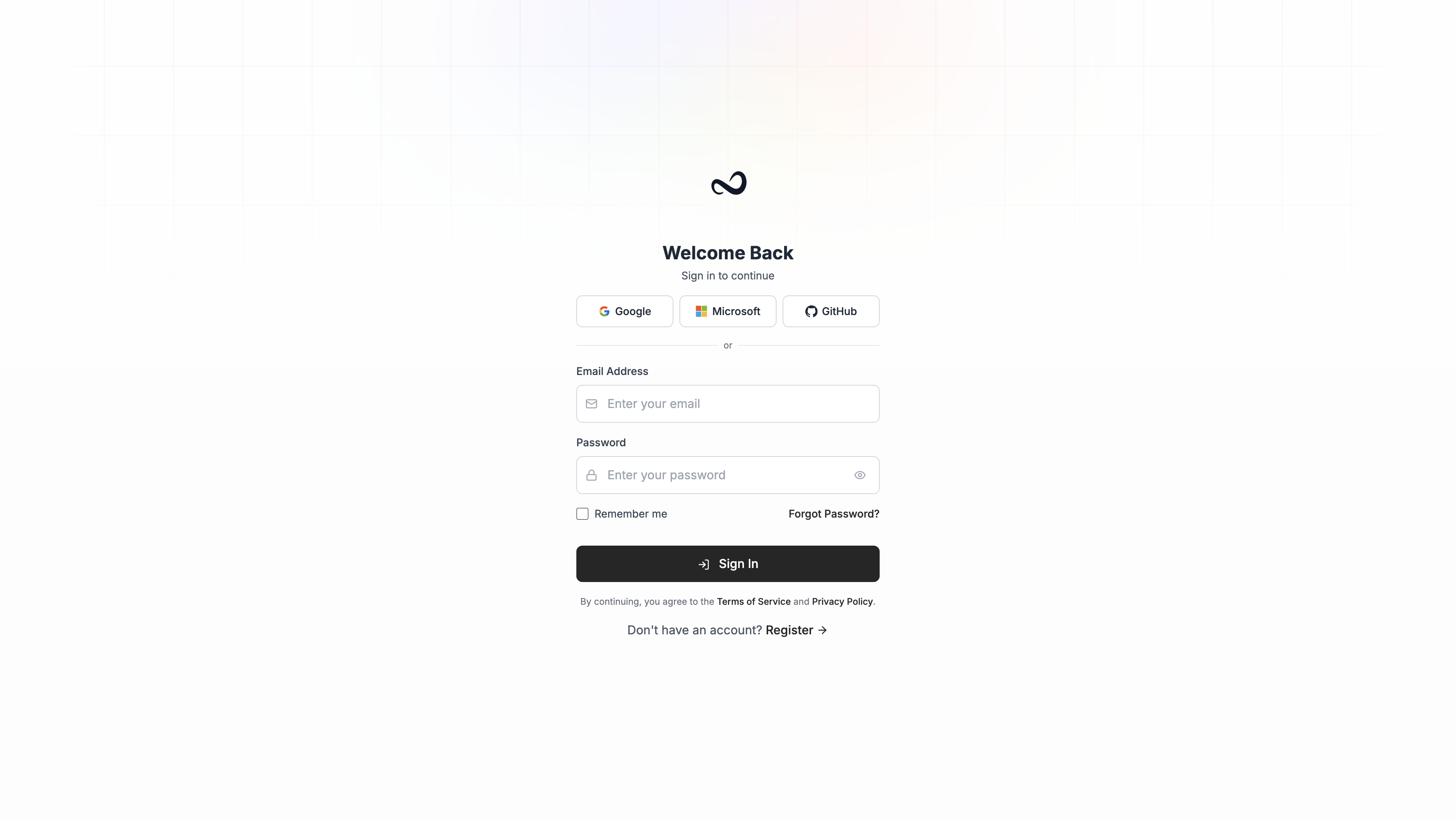Ples login page showing Welcome Back, email and password fields, Remember me, Forgot Password, and Sign In