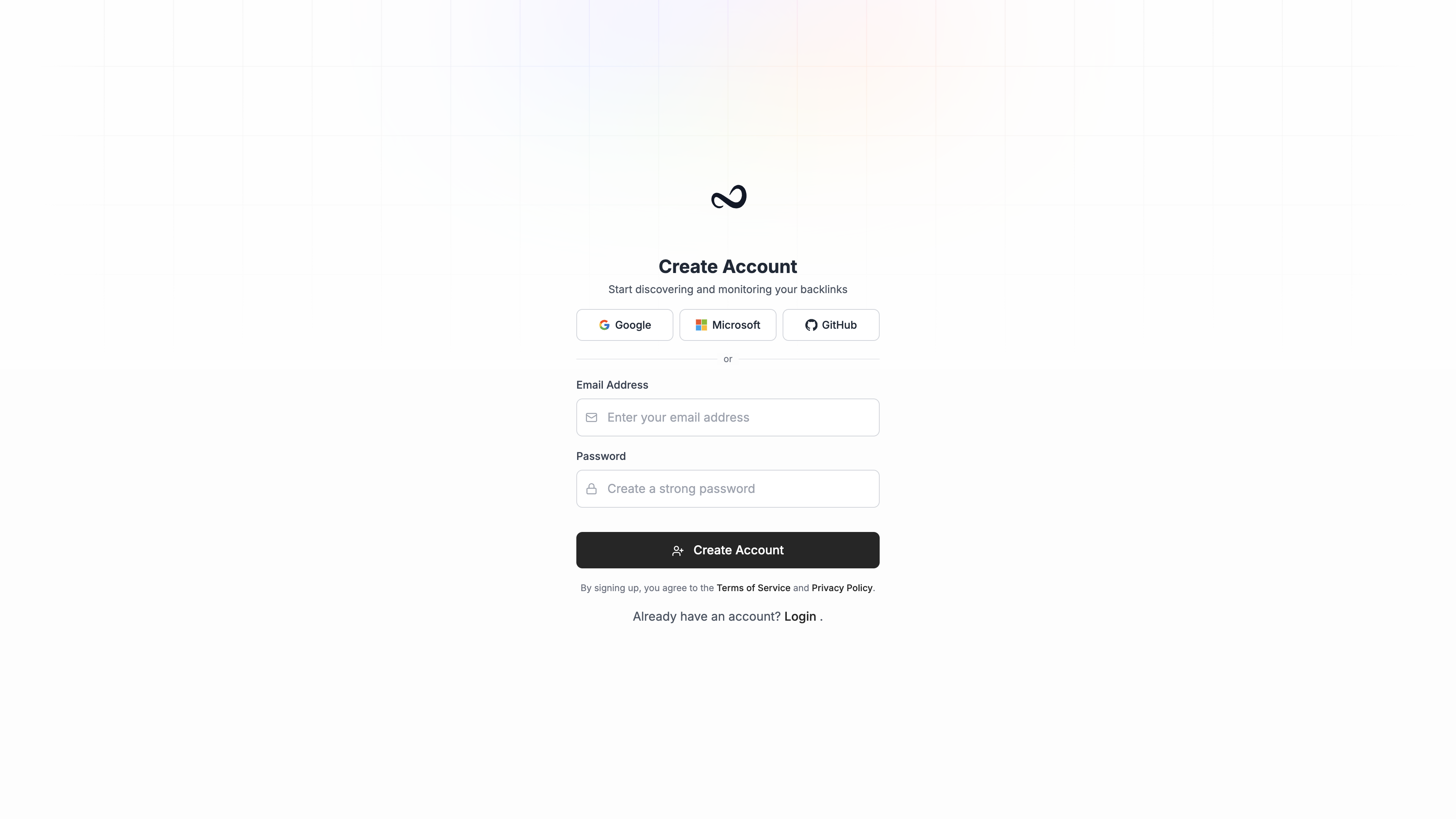 Ples Create Account page with email, password requirements, terms checkbox, and Create Account button