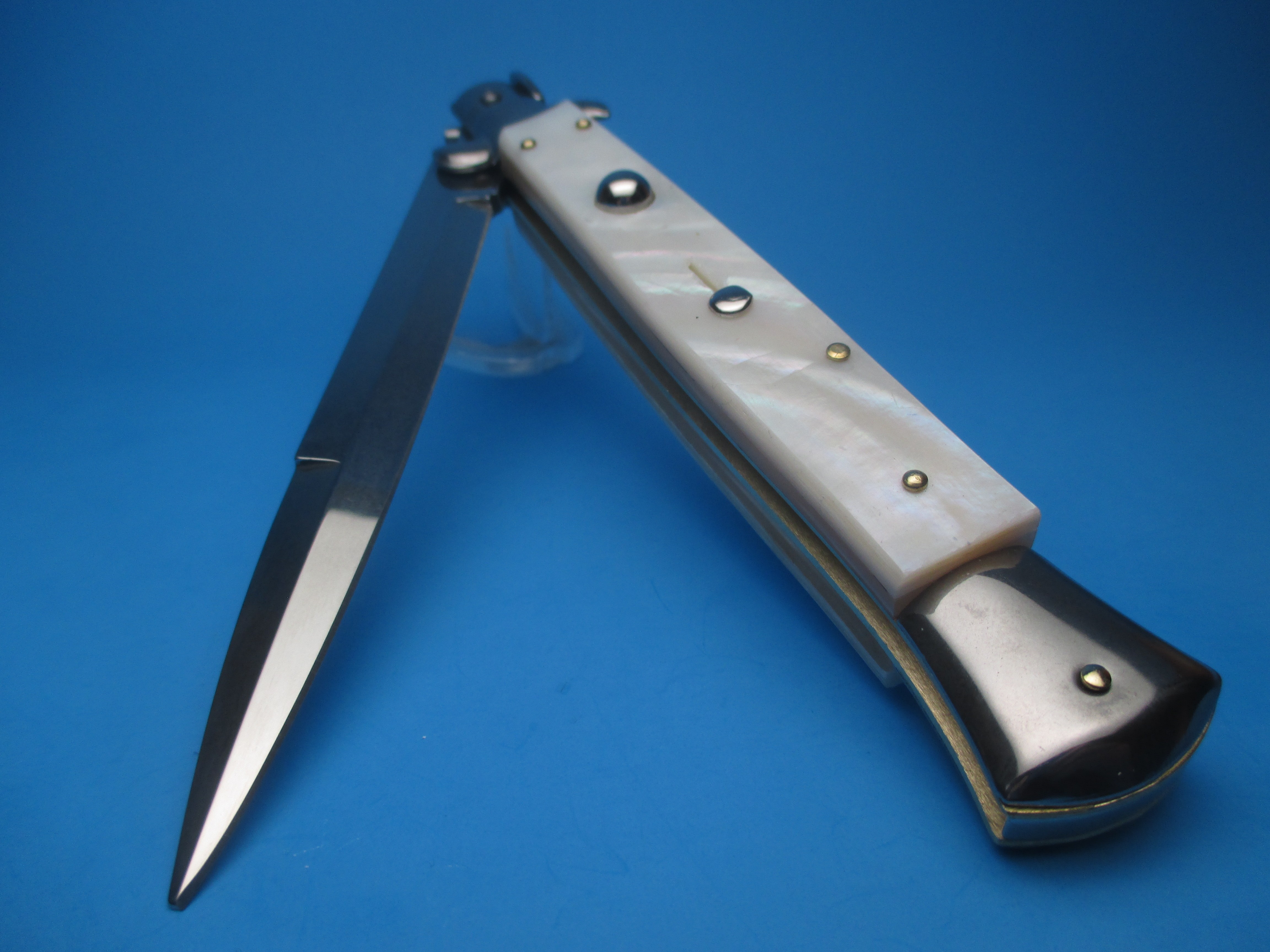 Frank Beltrame 11" Real Mother Of Pearl Bayonet Switchblade
