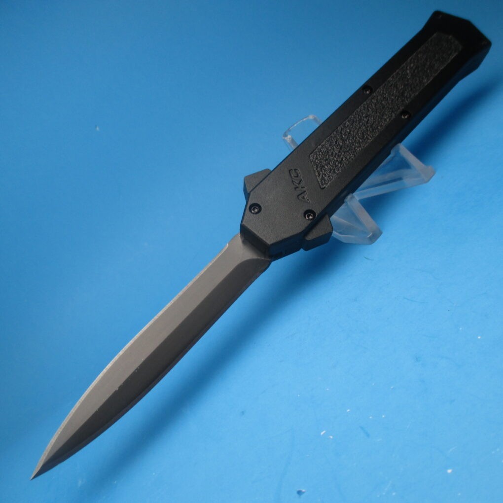 AKC F16 OTF Black Handle Tactical Dagger Switchblade Knife