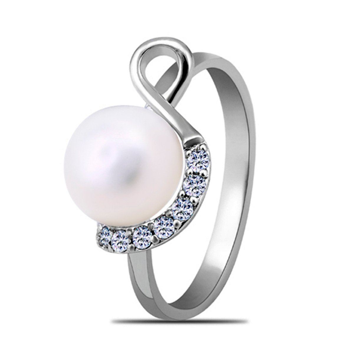 Silver Shine 92.5 Sterling Silver Cocktail Pearl Ring For Women ...