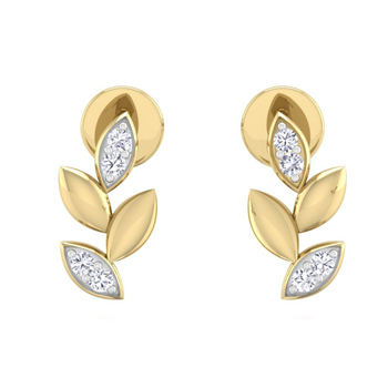 Diamond Studded Designer Leaf Earring