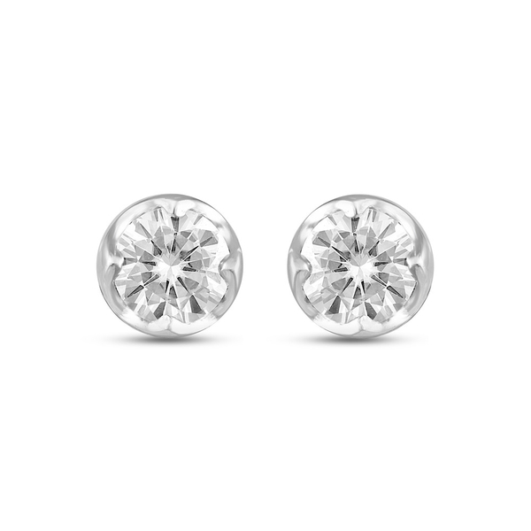Forever Brilliant Round 5.0mm Moissanite Earrings weighted 0.80ct (from Charles and Colvard) made in Silver.