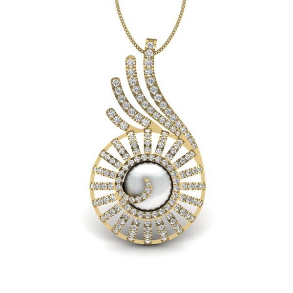 Stela Pearl With Diamonds Charm Pendant