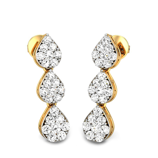 Candere by Kalyan Jewellers Yellow Gold Star Drops Ziah Diamond Earrings for Women (IGI Certified Diamonds)