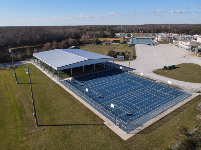 K-12 Education, Athletics project at Hillsborough County Public Schools Liberty Middle School Play Court Cover in Tampa, Florida, image 2 by Envision Construction Services