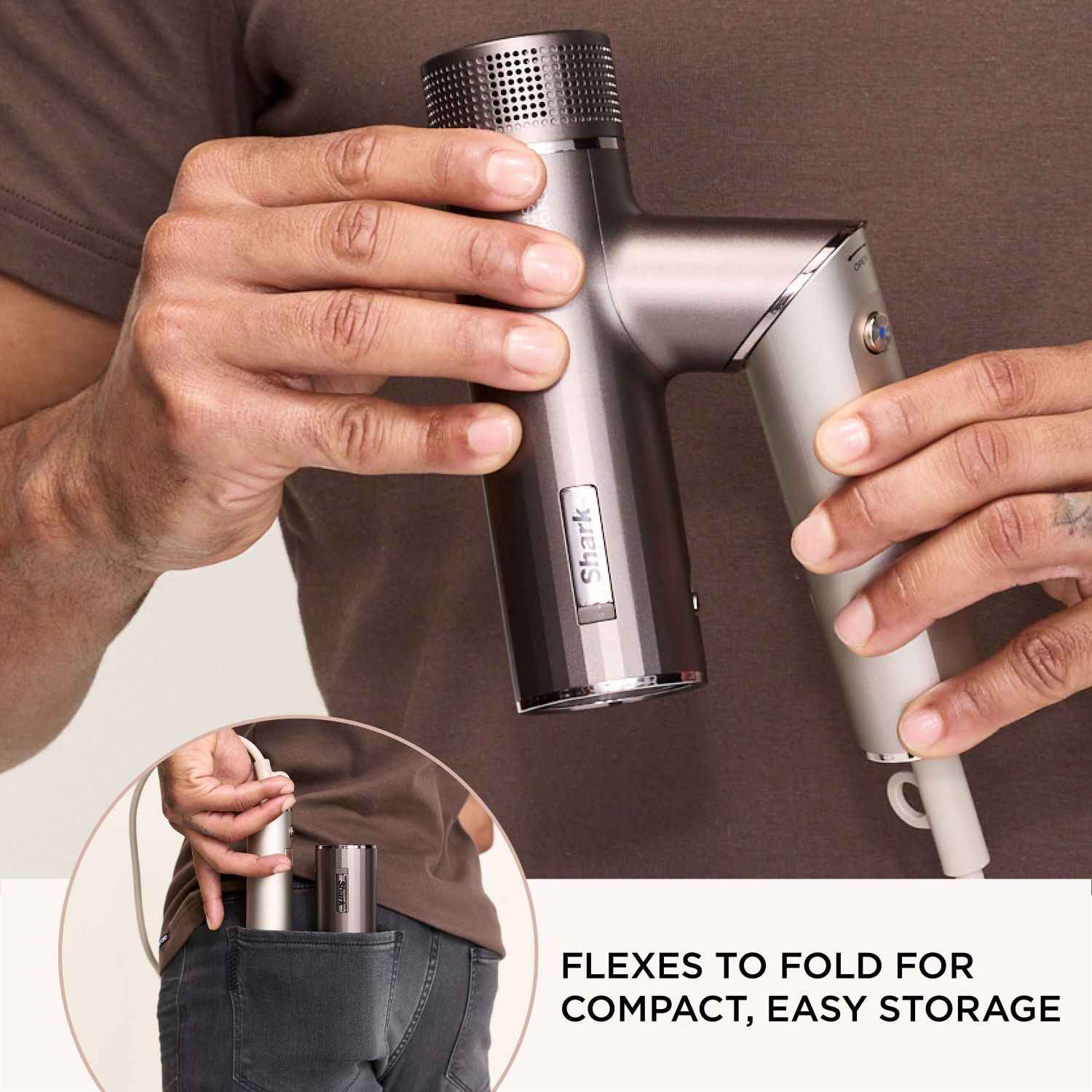 Flexes to fold for compact storage