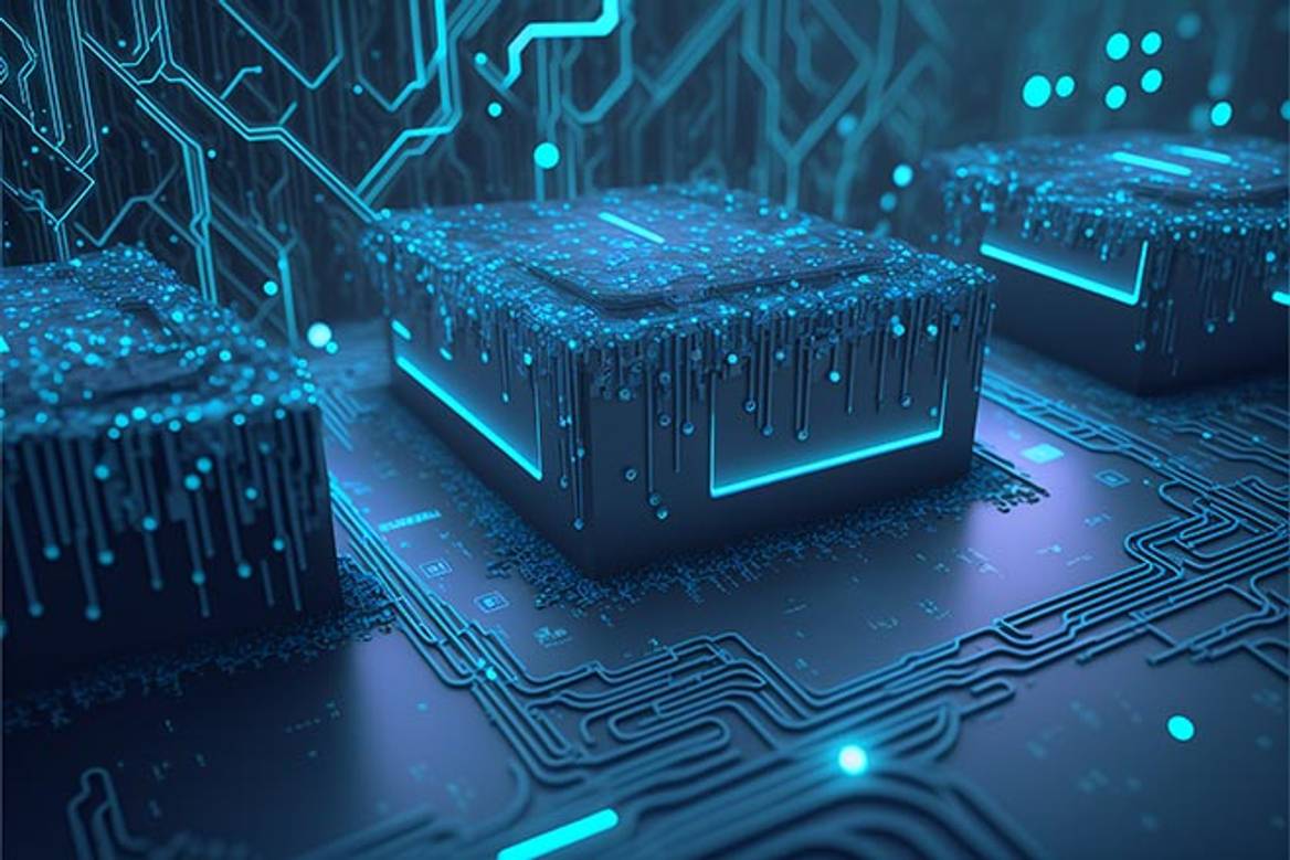 Conceptual image of big data and circuit boards