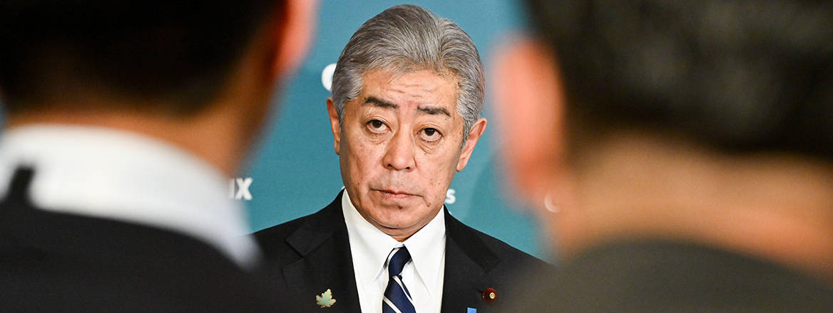 Takeshi Iwaya, Foreign Minister of Japan, gives a statement during the G7 Foreign Ministers' Meeting. Topics at the meeting from March 12 to 14 include the war in Ukraine and the Middle East conflict, on 13 March, 2025, in Charlevoix, Canada.