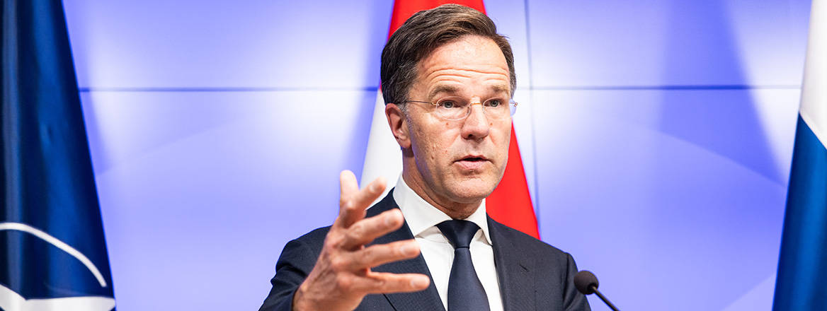 Changing of the guard: former Dutch Prime Minister and incoming NATO Secretary-General Mark Rutte speaks at a press conference in June 2024. Image: Finnish Government / Wikimedia Commons / CC BY 2.0