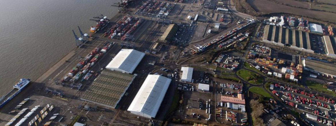 aerial view of the port of Felixstone