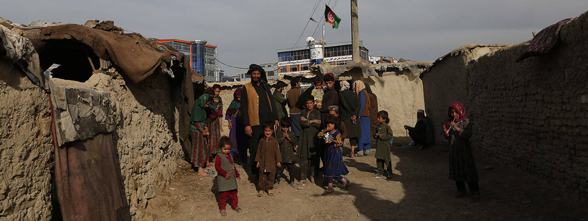 Displaced people at a refugee camp in Kabul, Afghanistan, 16 April 2021