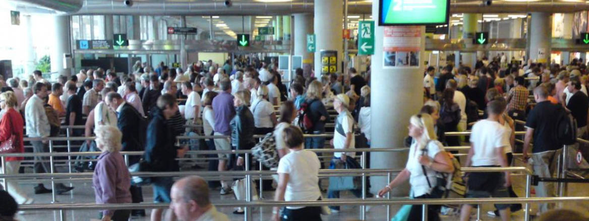 queue for airport security