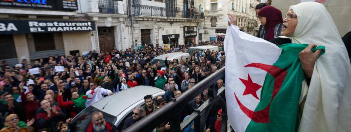 Algerian protesters during an anti-government demonstration