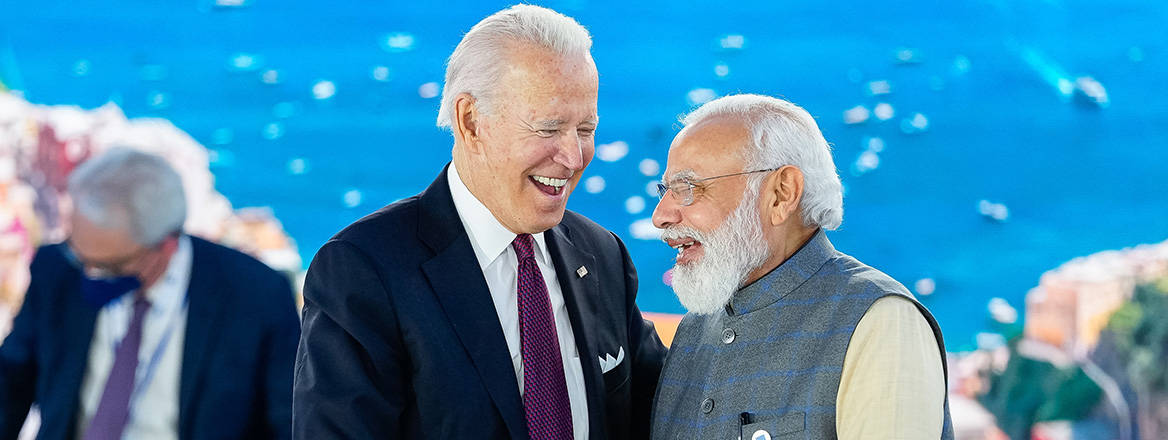 Appearances may deceive: US President Joe Biden and Indian Prime Minister Narendra Modi at the G20 in 2021