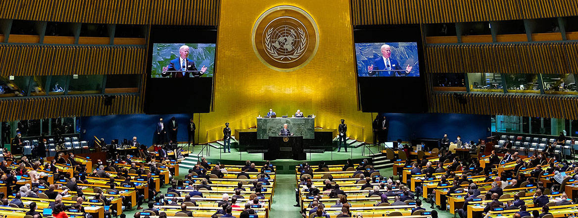 US President Joe Biden addresses the 76th Session of the UN General Assembly on 21 September 2021. Courtesy of Office of President of the United States/Wikimedia Commons