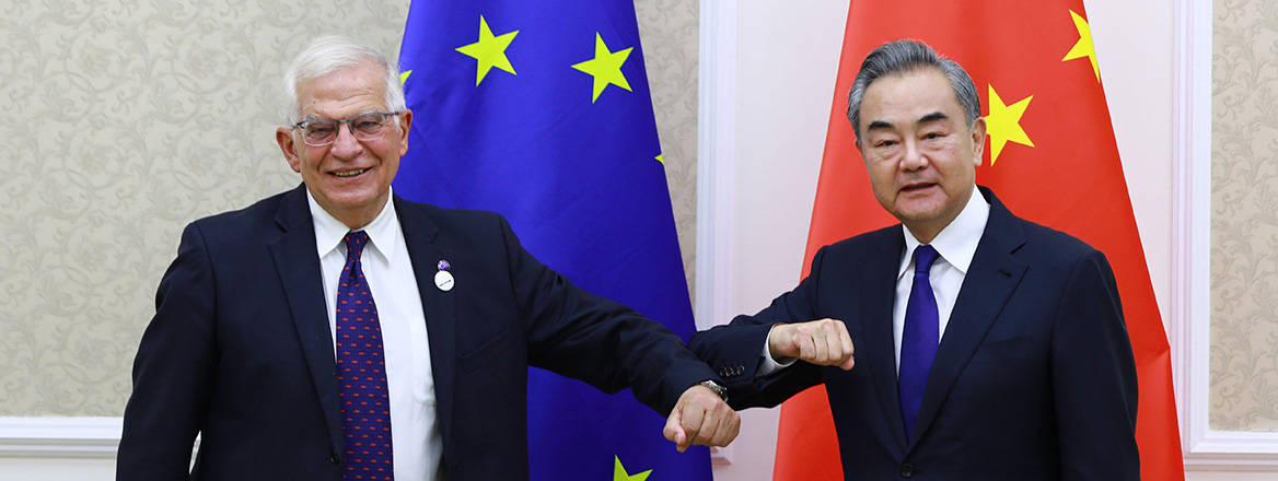 EU High Representative for Foreign Affairs and Security Policy Josep Borrell and Chinese Foreign Minister Wang Yi in Tashkent, Uzbekistan on 15 July 2021