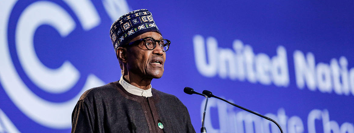 Tension in the air: Nigerian President Muhammadu Buhari speaks at COP