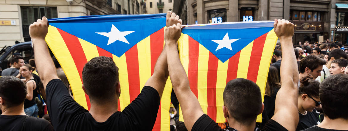 Catalonia flag held up in protests