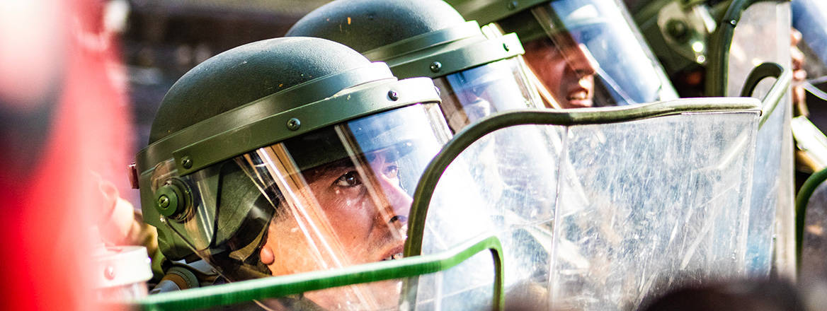 Shields up: Chilean police (Carabineros) in riot gear during the country's outbreak of social unrest in 2019