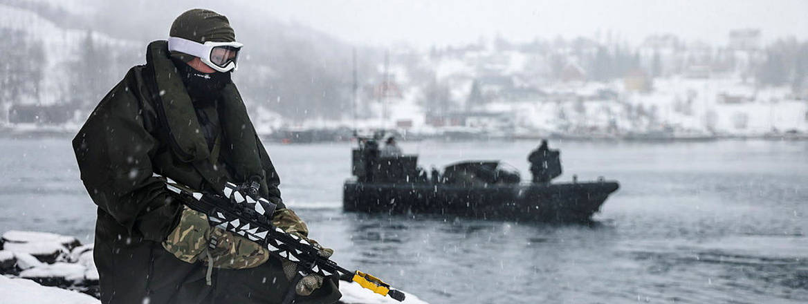 Royal Marines on Exercise Cold Response in Norway training in extreme cold conditions in March 2022