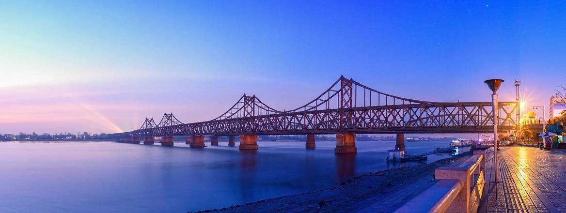 Bridge across the river bordering North Korea and China