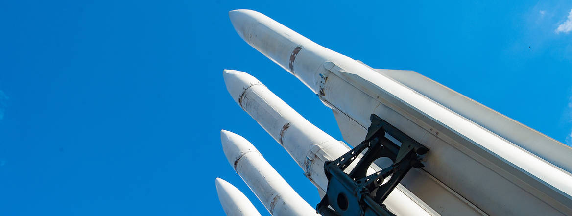 Missiles against a blue sky