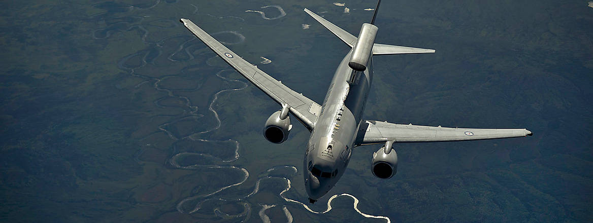 Soaring ahead: a Royal Australian Air Force E-7A Wedgetail participates in an exercise over Alaska in 2012. Image: US Department of Defense