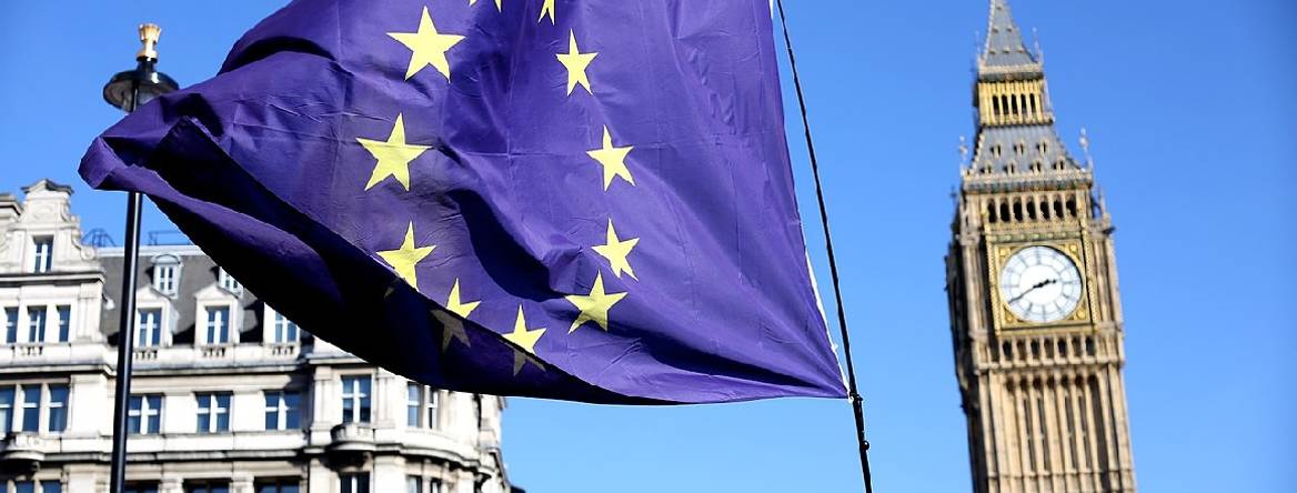 european union flag in front big ben