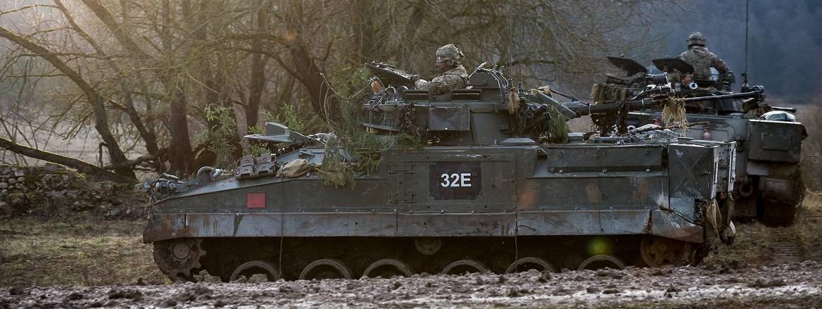 Warrior Infantry Fighting Vehicles from 1 PWRR during exercise Allied Spirit VIII in 2018