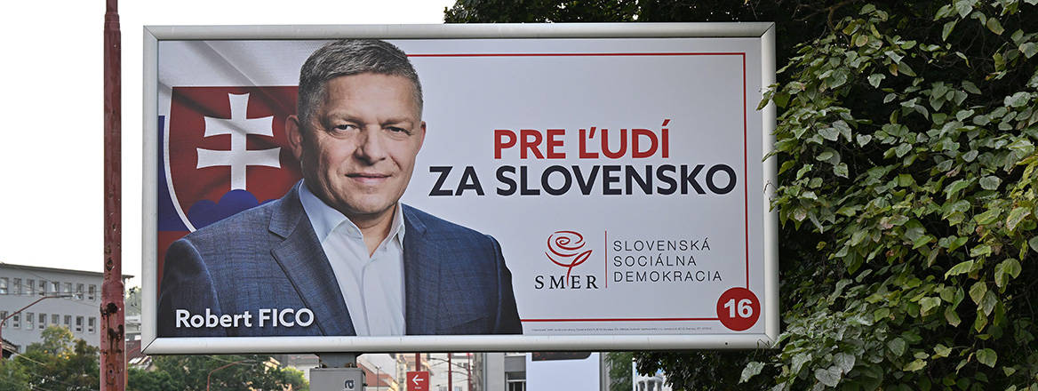 Remarkable return: an election billboard for the SMER-SD party, led by former Prime Minister Robert Fico, in Bratislava