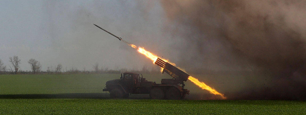 Ukrainian Grad shortly after firing. The missile is also in view