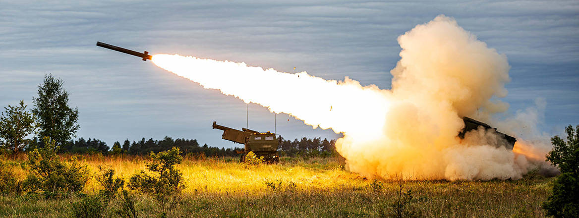 Unrivalled reach: a pair of HIMARS engaging targets during Exercise Griffin Shock 23 in Poland