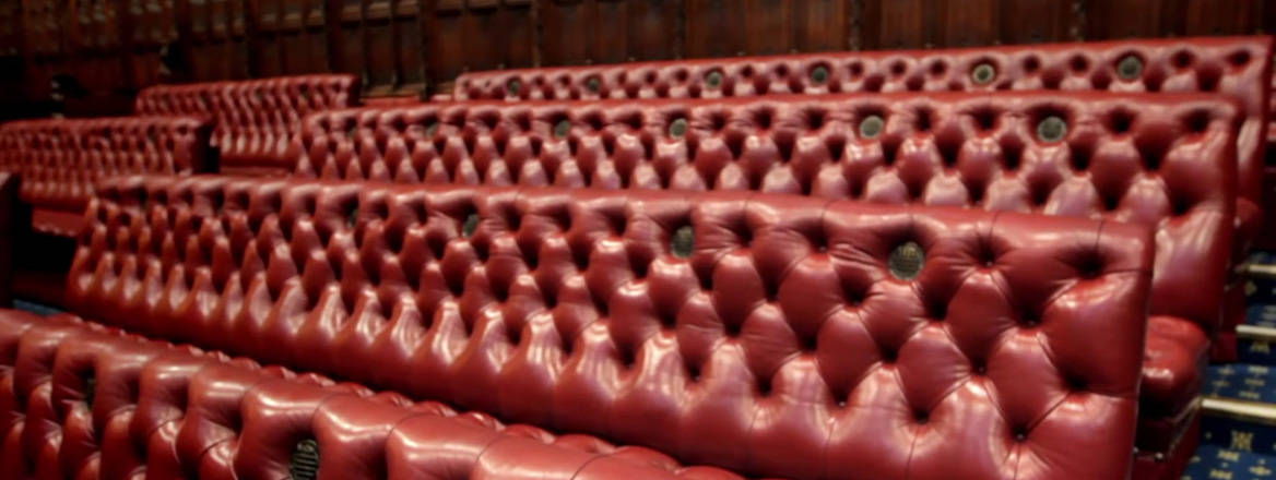 Benches in the chamber of the House of Lords