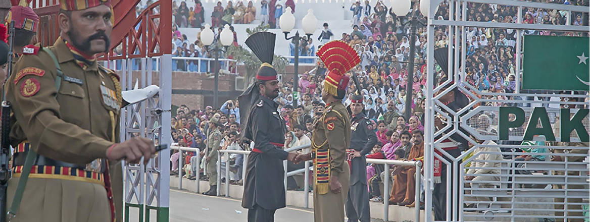 The Beating of Retreat ceremony at Pakistan–India border at Wagha