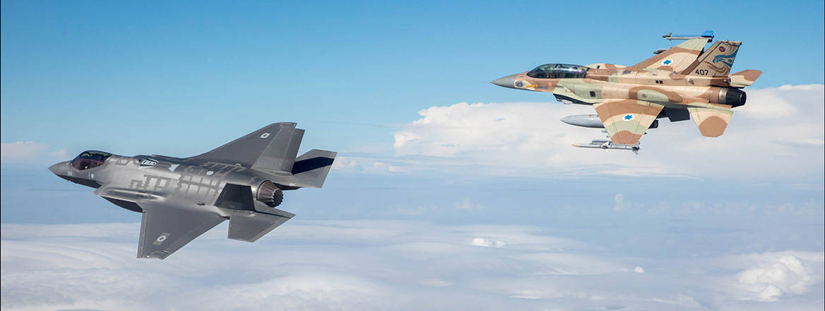 Israeli Air Force F-35I 'Adir' and F-16I 'Sufa' jets. Israel has threatened to attack Iran to disrupt its nuclear programme