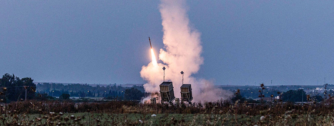 Defences activated: the Israeli Iron Dome system fires from Sderot to intercept rockets launched from the Gaza Strip