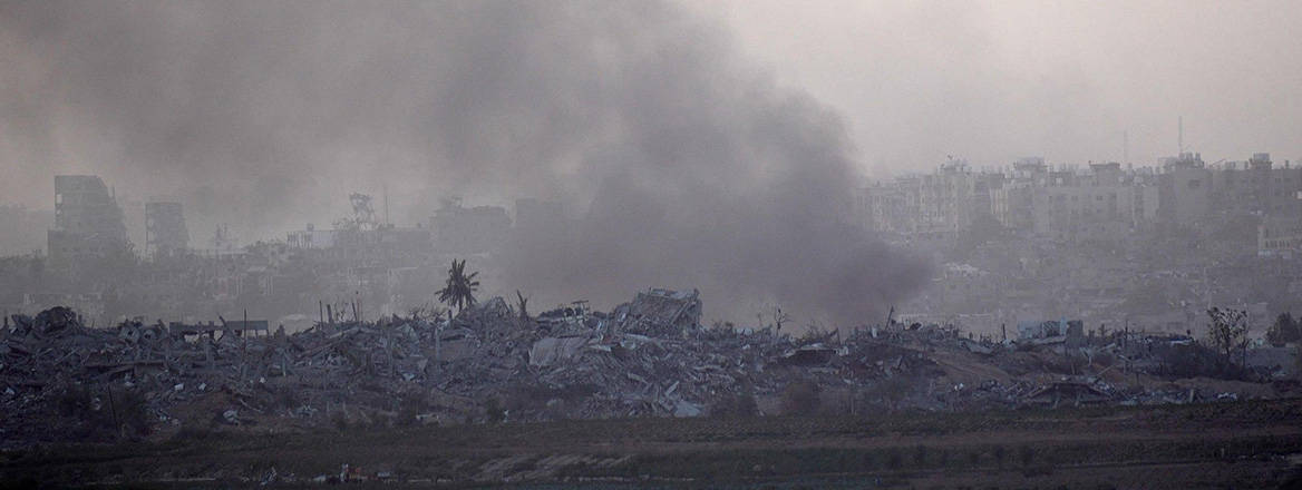 Laid waste: the aftermath of an an Israeli strike on north Gaza in November 2023
