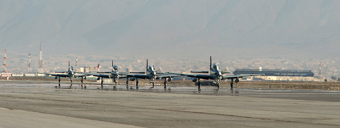 Aircraft on the runway at Hamid Karzai International Airport, Kabul