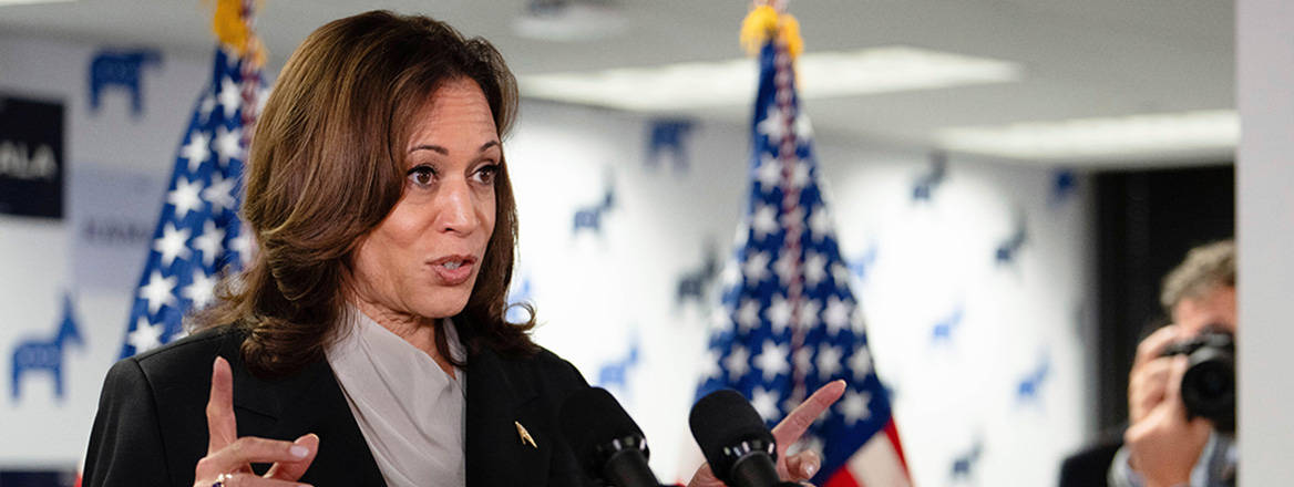 Battle commences: Vice President Kamala Harris speaks at her campaign headquarters in Wilmington, Delaware on 22 July 2024