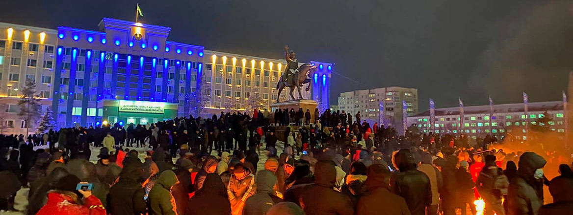 Protests in the Kazakh city of Aktobe, 4 January 2022. Courtesy of Esetok / Wikimedia Commons / CC BY-SA 4.0
