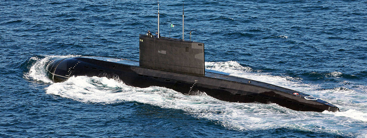 Lurking threat: a Russian Kilo-class submarine pictured in 2018