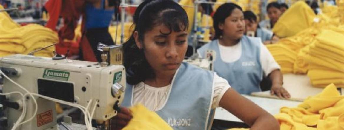 girls doing clothing labour