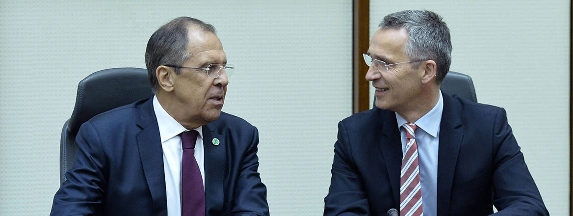 Russian Foreign Minister Sergei Lavrov and NATO Secretary General Jens Stoltenberg at a meeting in 2015