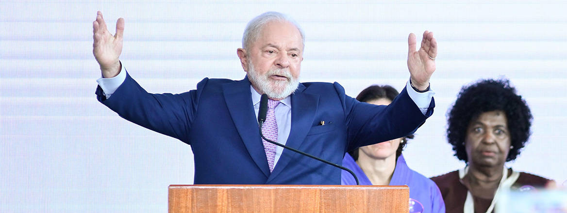 Pushing for peace: Brazilian President Lula da Silva gives a speech in March 2023
