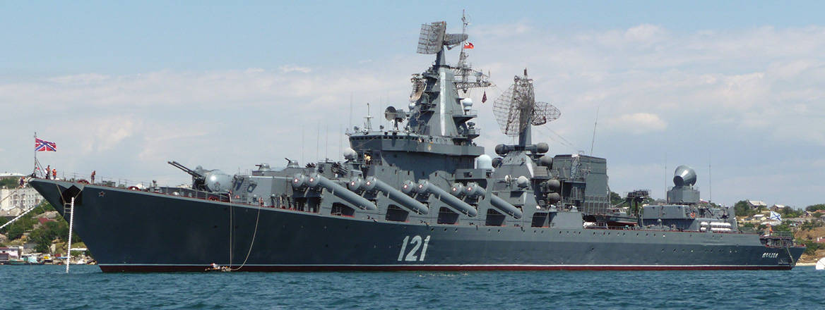 In the deep: the Slava-class cruiser Moskva, which was sunk in April 2022