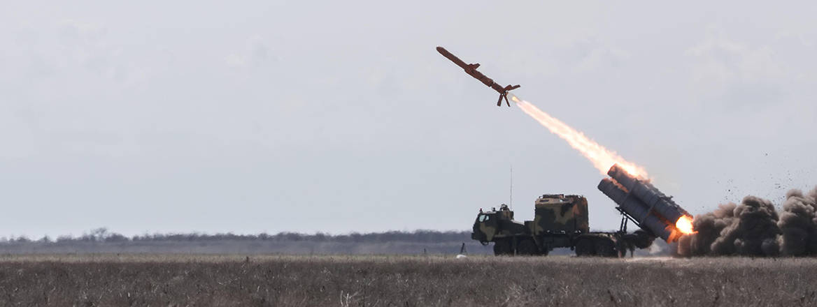 On target: Ukrainian forces test a ground-based Neptune cruise missile, one of which was responsible for sinking the Russian flagship Moskva in April 2022. Image: Mykhailo Palinchak / Alamy