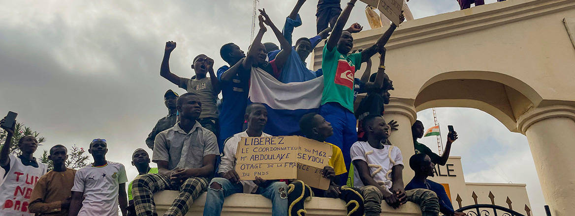 A region on edge: supporters of Niger's ruling junta gather for a protest against foreign interference in August 2023